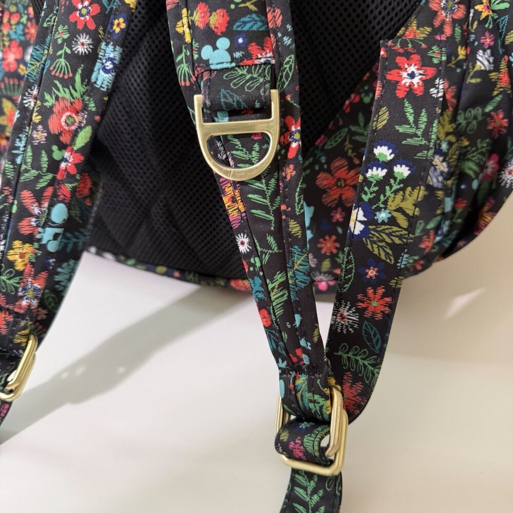 Disney X Jujube Black Floral Mickey Mouse Backpack Missing Pulls -See Photos - Picture 7 of 15